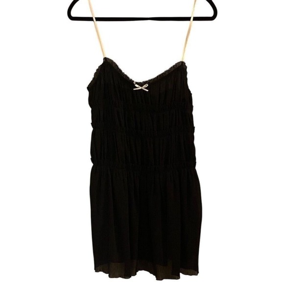 Zara Dresses & Skirts - Zara Women's Black Mini Dress with Bow Size L Party‎ Cocktail Romantic Goth NWT